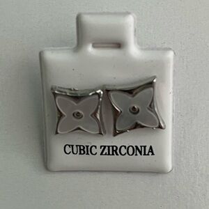 Boutique Faux Mother of Pearl and SilverTone Clover Earrings